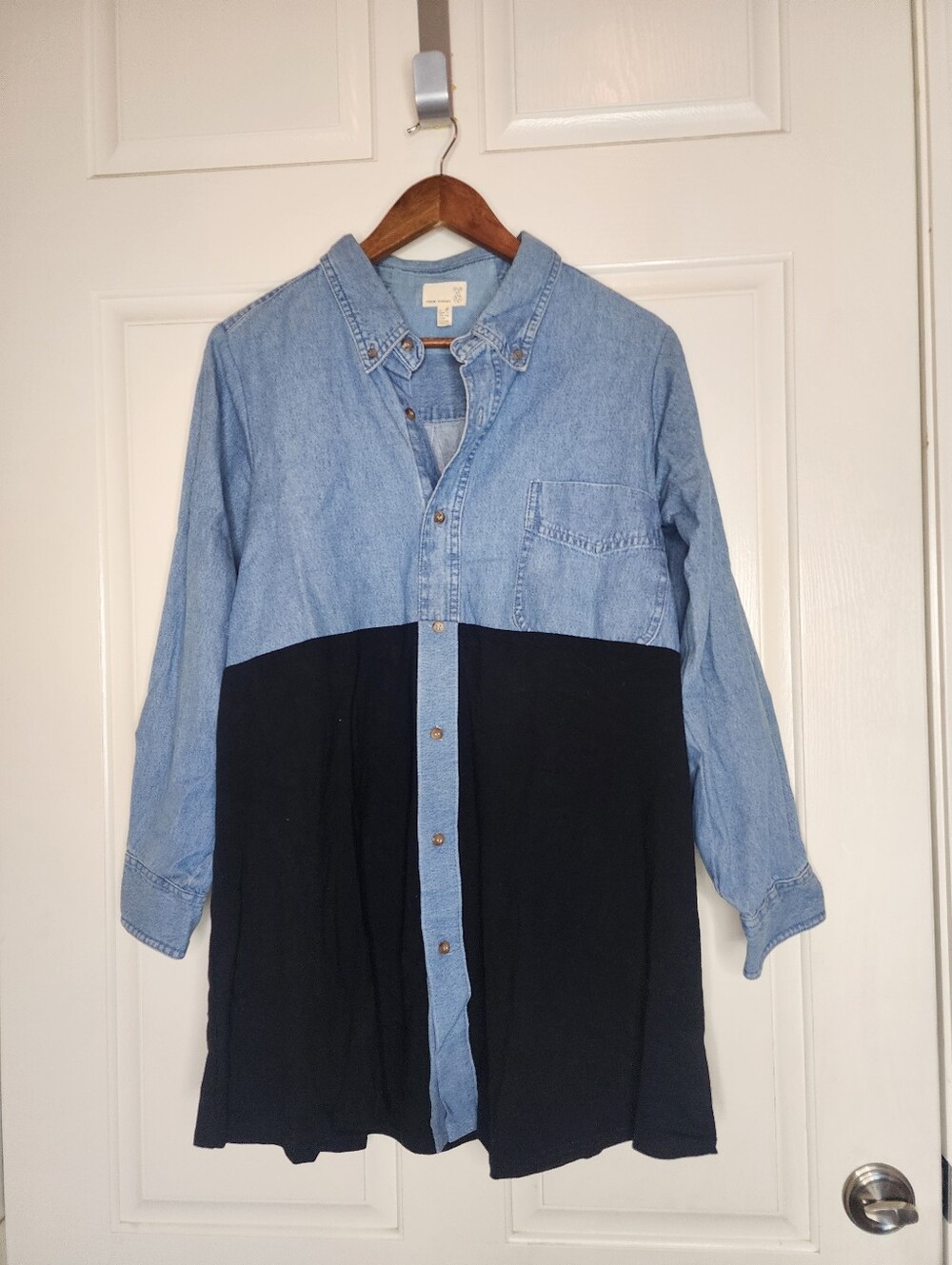 Urban Outfitters Urban Renewal Remade Oversized Spliced Denim Dress Shirt Large